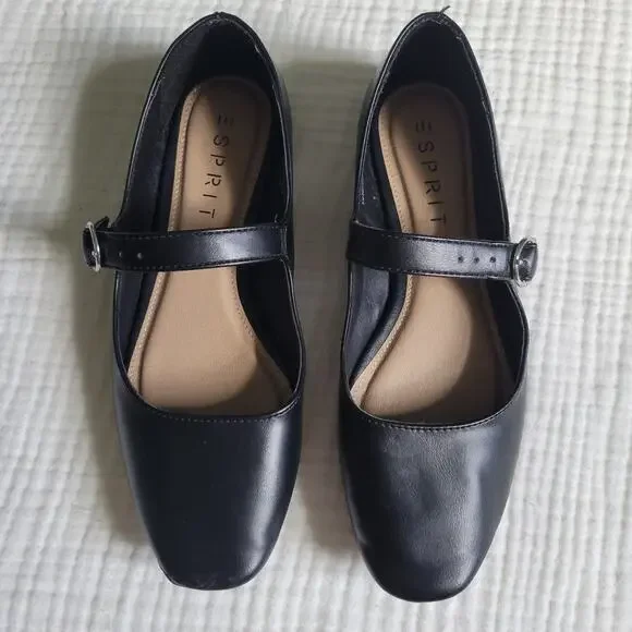 Esprit Womens 6.5 Black Mary Jane Ballet Flats Shoes Minimalist Comfort Nicola - Picture 3 of 7